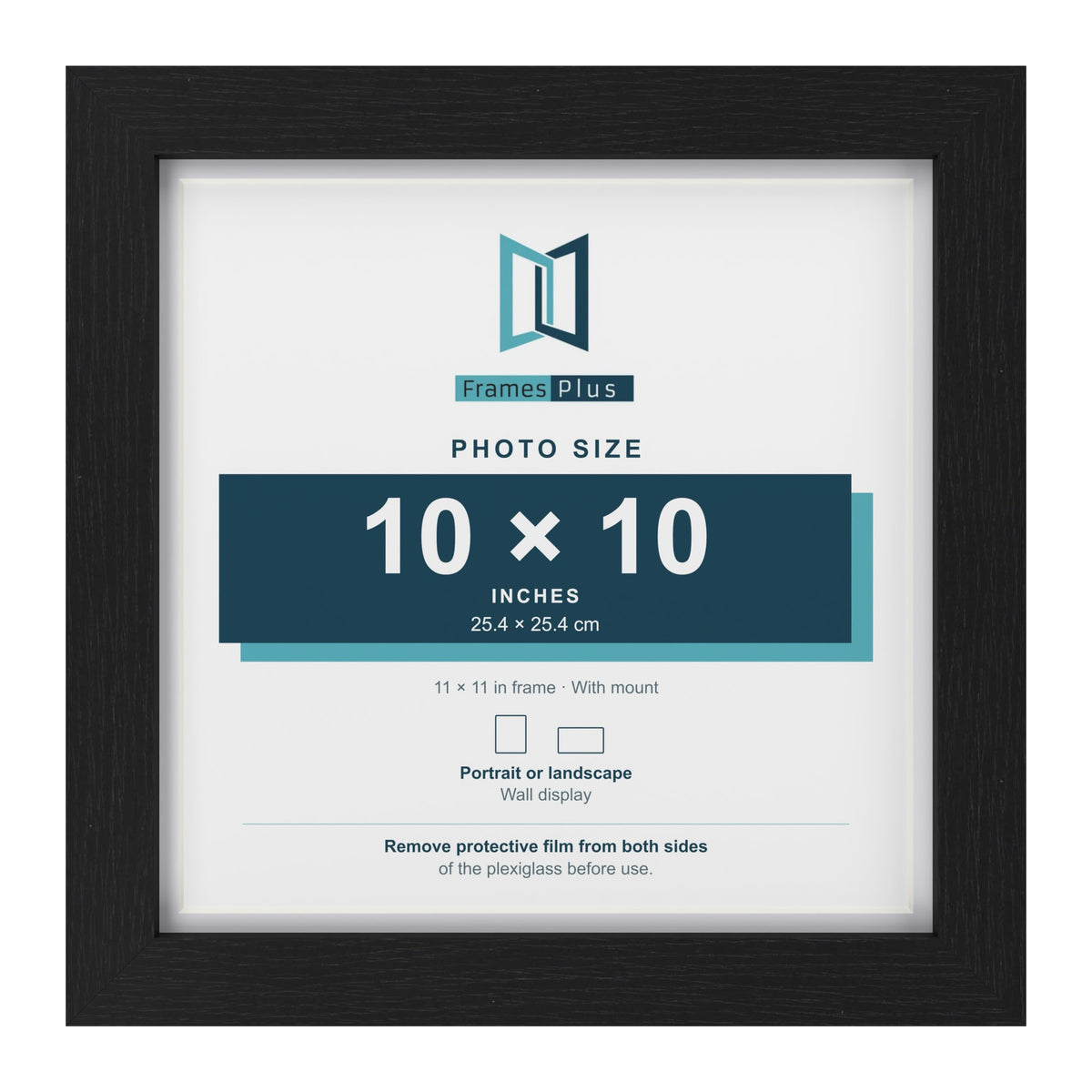 Classic Black 11 x 11 inch picture frame with a white mount for a 10 x 10 inch photo
