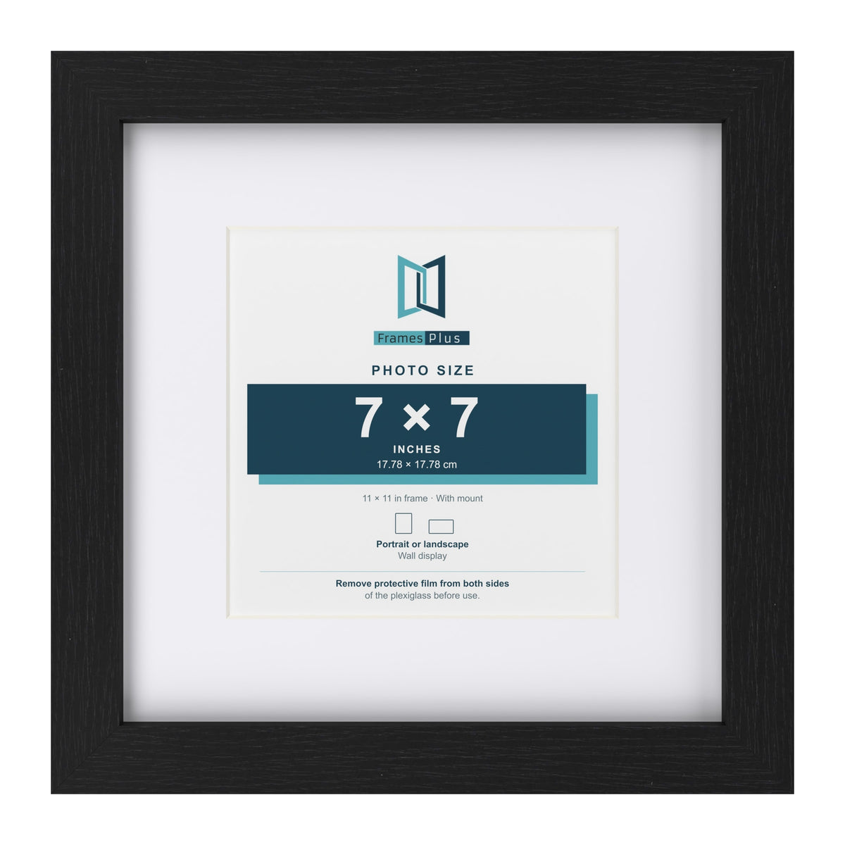 Classic Black 11 x 11 inch picture frame with a white mount for a 7 x 7 inch photo