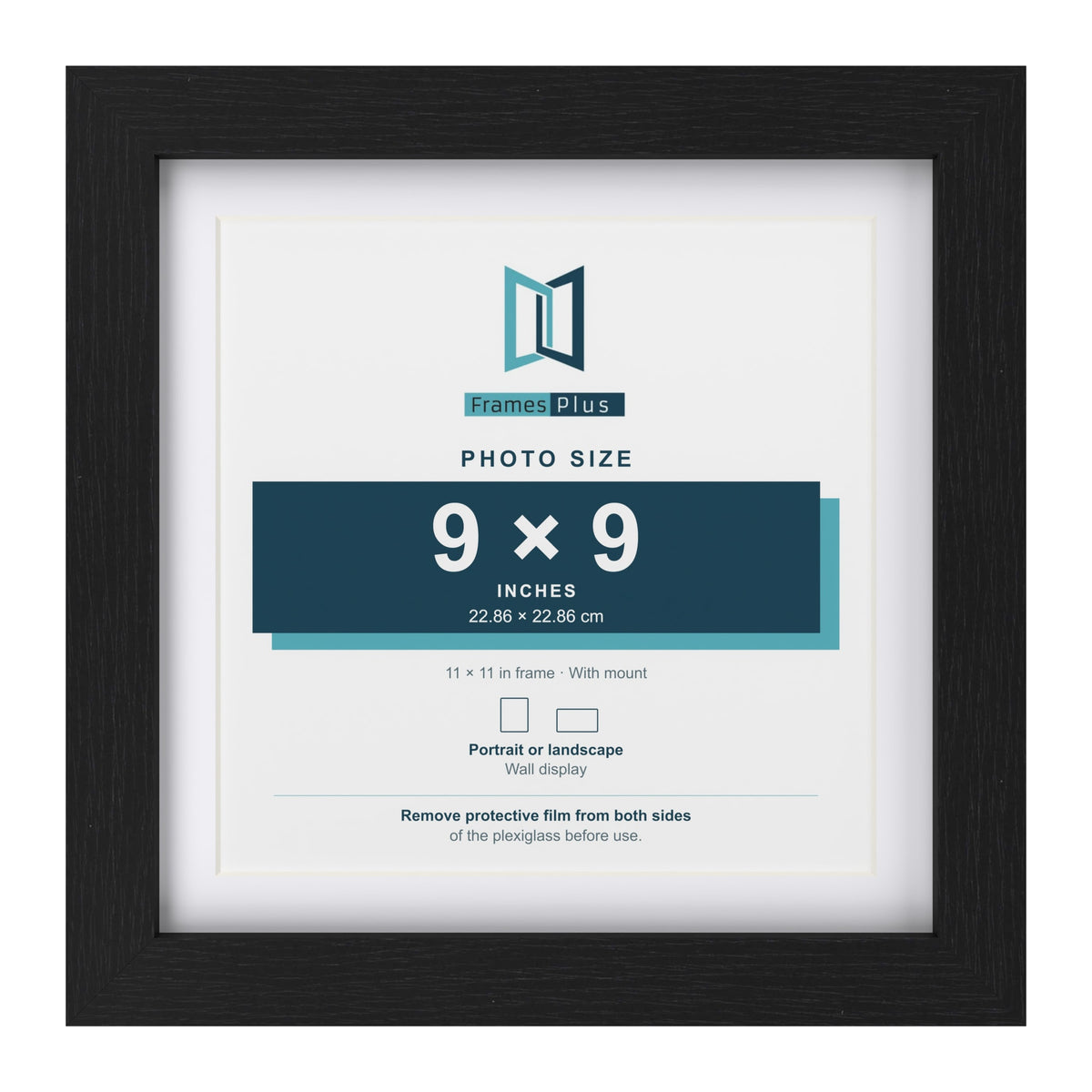 Classic Black 11 x 11 inch picture frame with a white mount for a 9 x 9 inch photo
