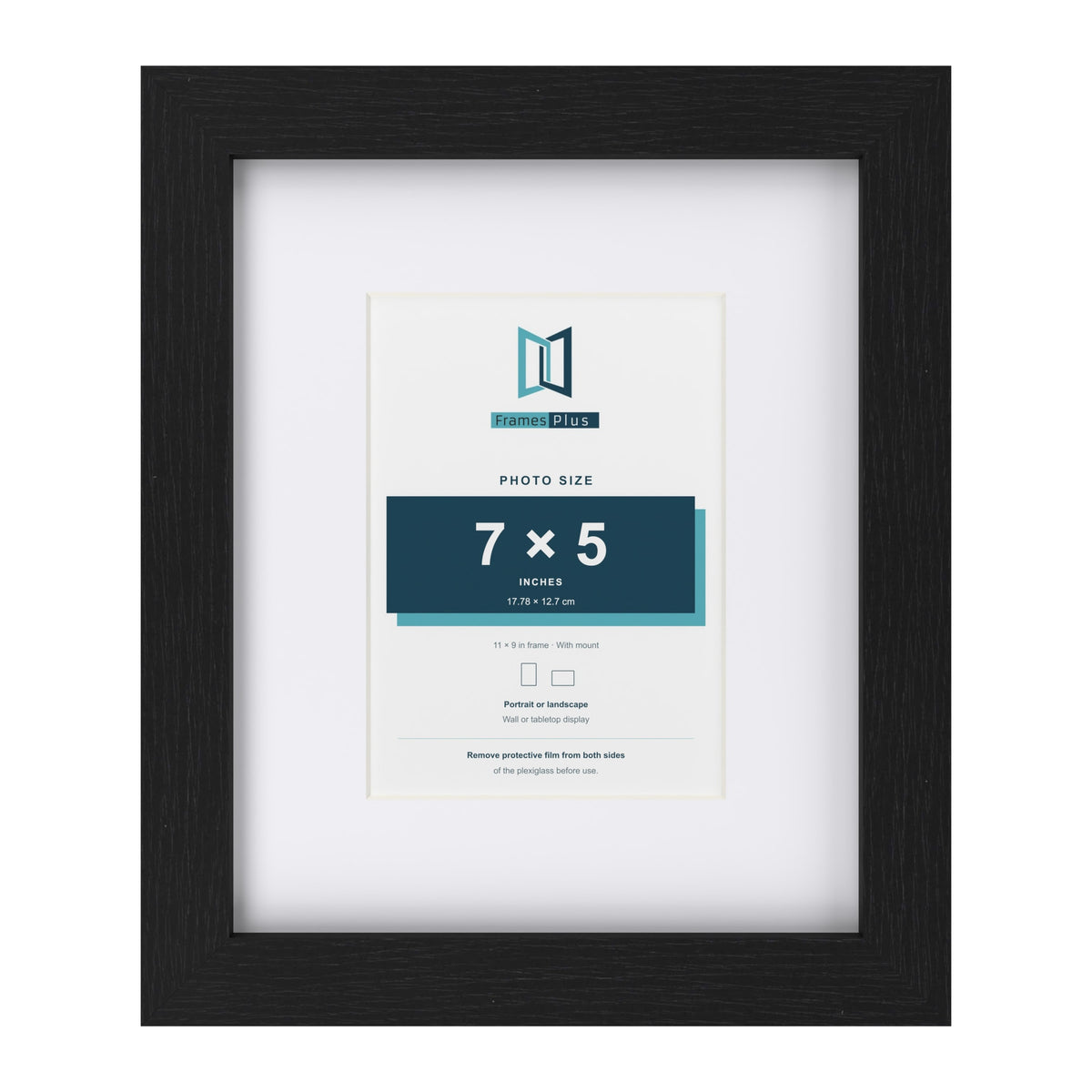 Classic Black 11 x 9 inch picture frame with a white mount for a 7 x 5 inch photo