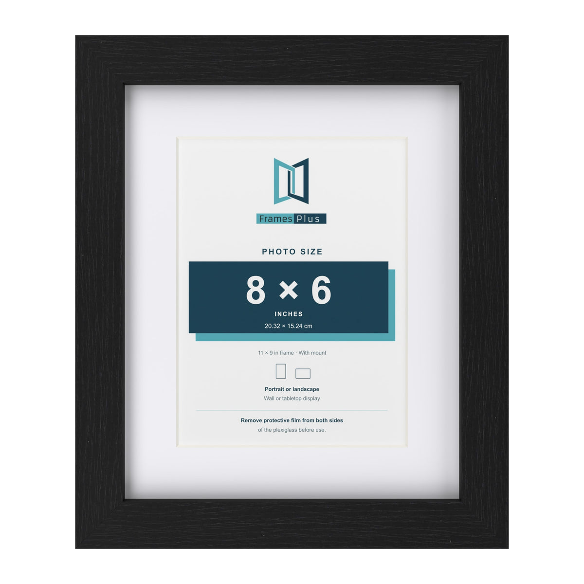 Classic Black 11 x 9 inch picture frame with a white mount for an 8 x 6 inch photo