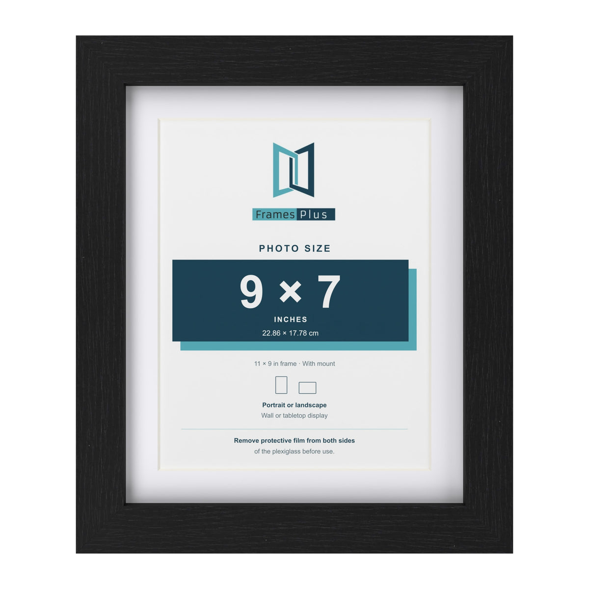 Classic Black 11 x 9 inch picture frame with a white mount for a 9 x 7 inch photo