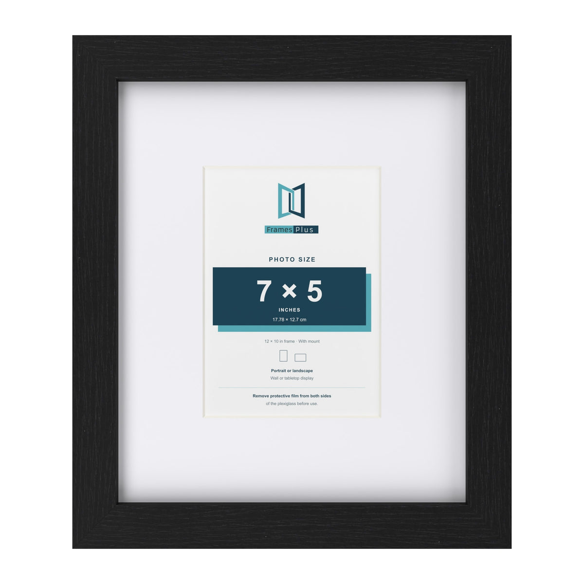 Classic Black 12 x 10 inch picture frame with a white mount for a 7 x 5 inch photo