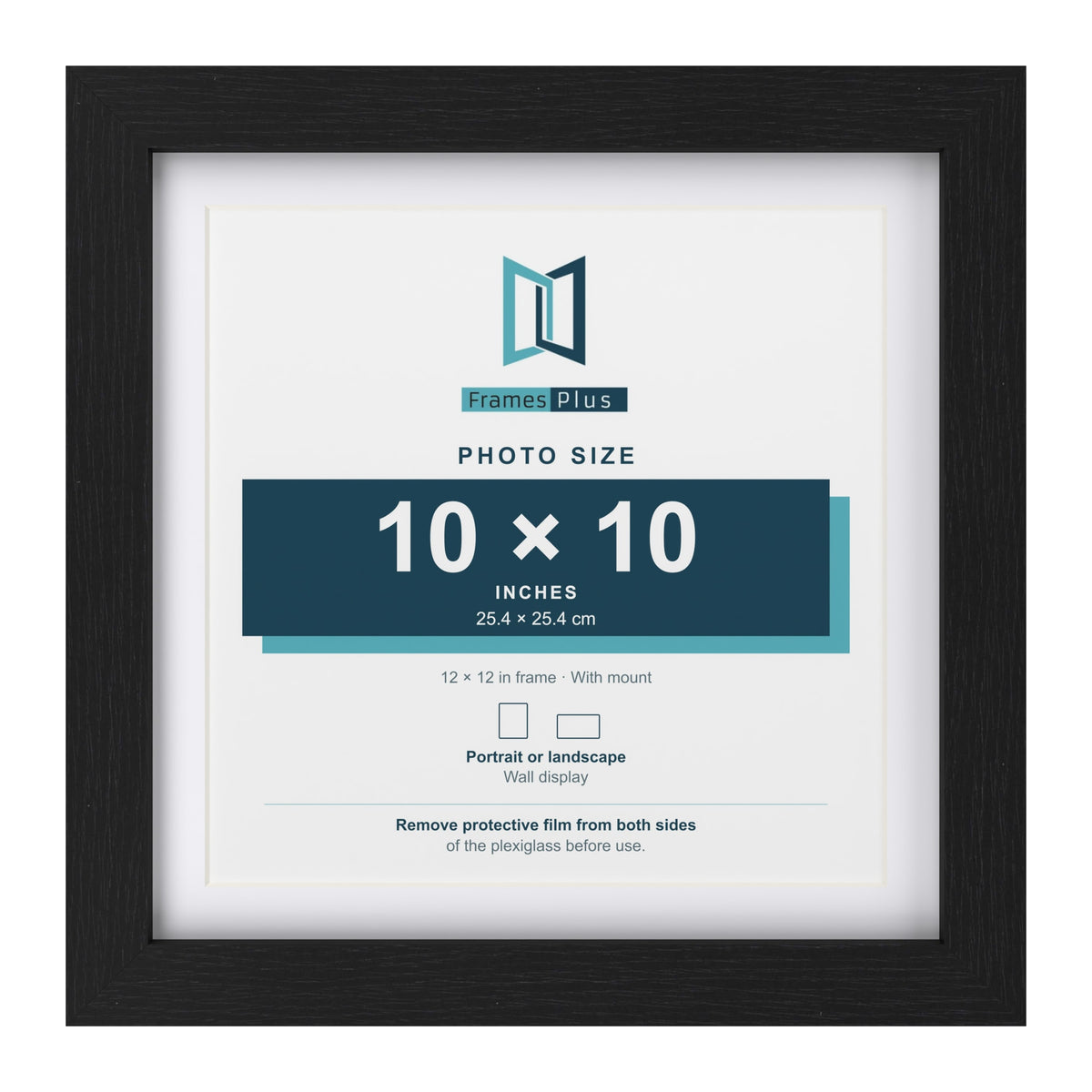 Classic Black 12 x 12 inch picture frame with a white mount for a 10 x 10 inch photo