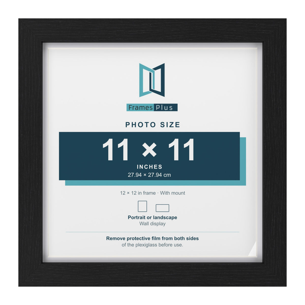 Classic Black 12 x 12 inch picture frame with a white mount for an 11 x 11 inch photo