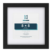 Classic Black 12 x 12 inch picture frame with a white mount for an 8 x 8 inch photo