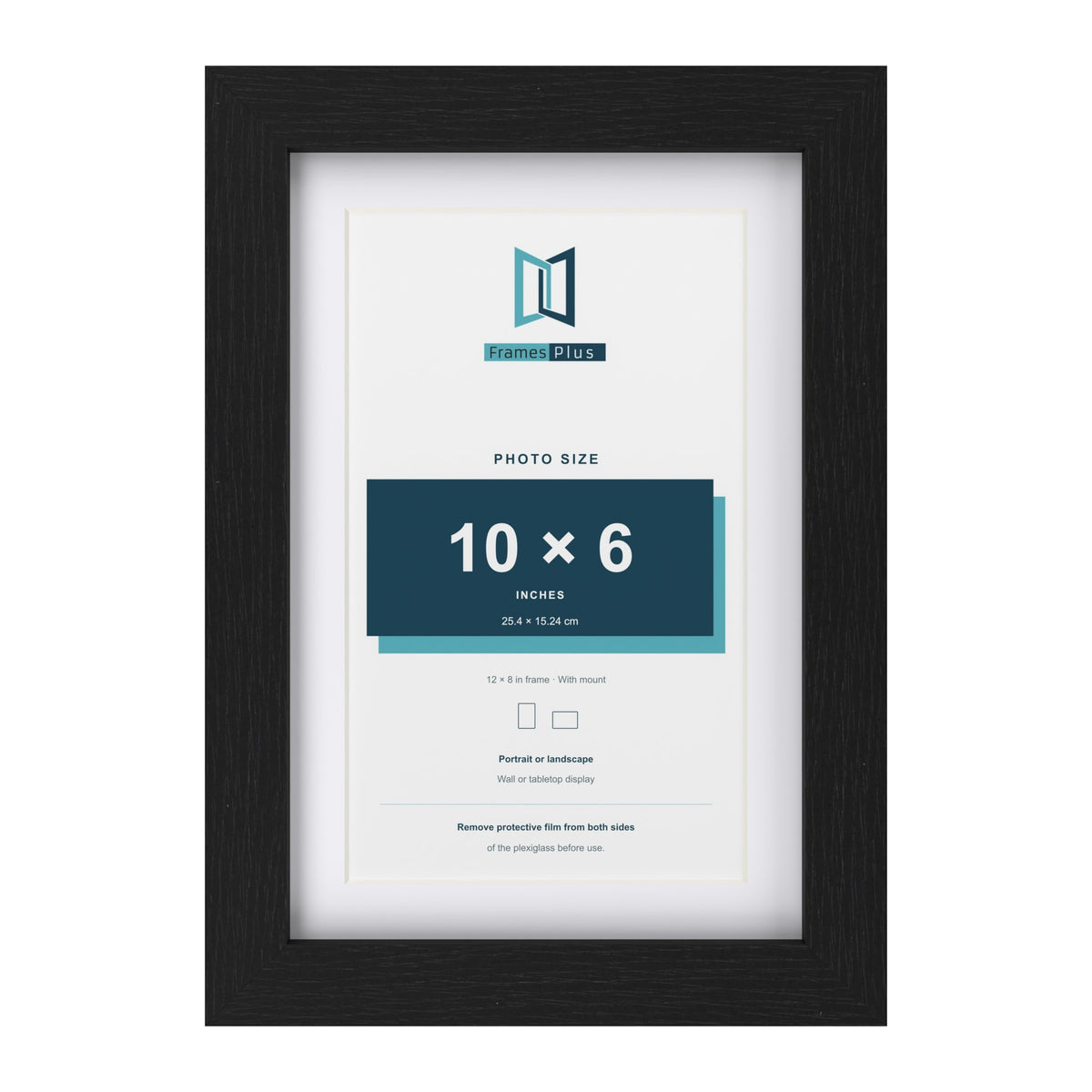 Classic Black 12 x 8 inch picture frame with a white mount for a 10 x 6 inch photo