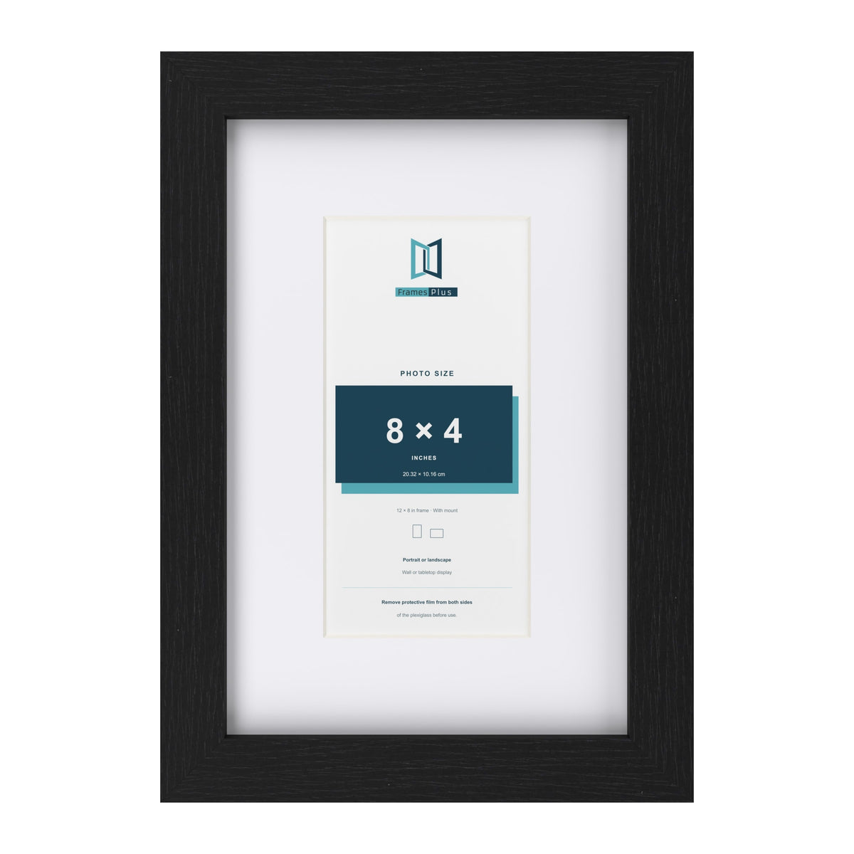 Classic Black 12 x 8 inch picture frame with a white mount for an 8 x 4 inch photo