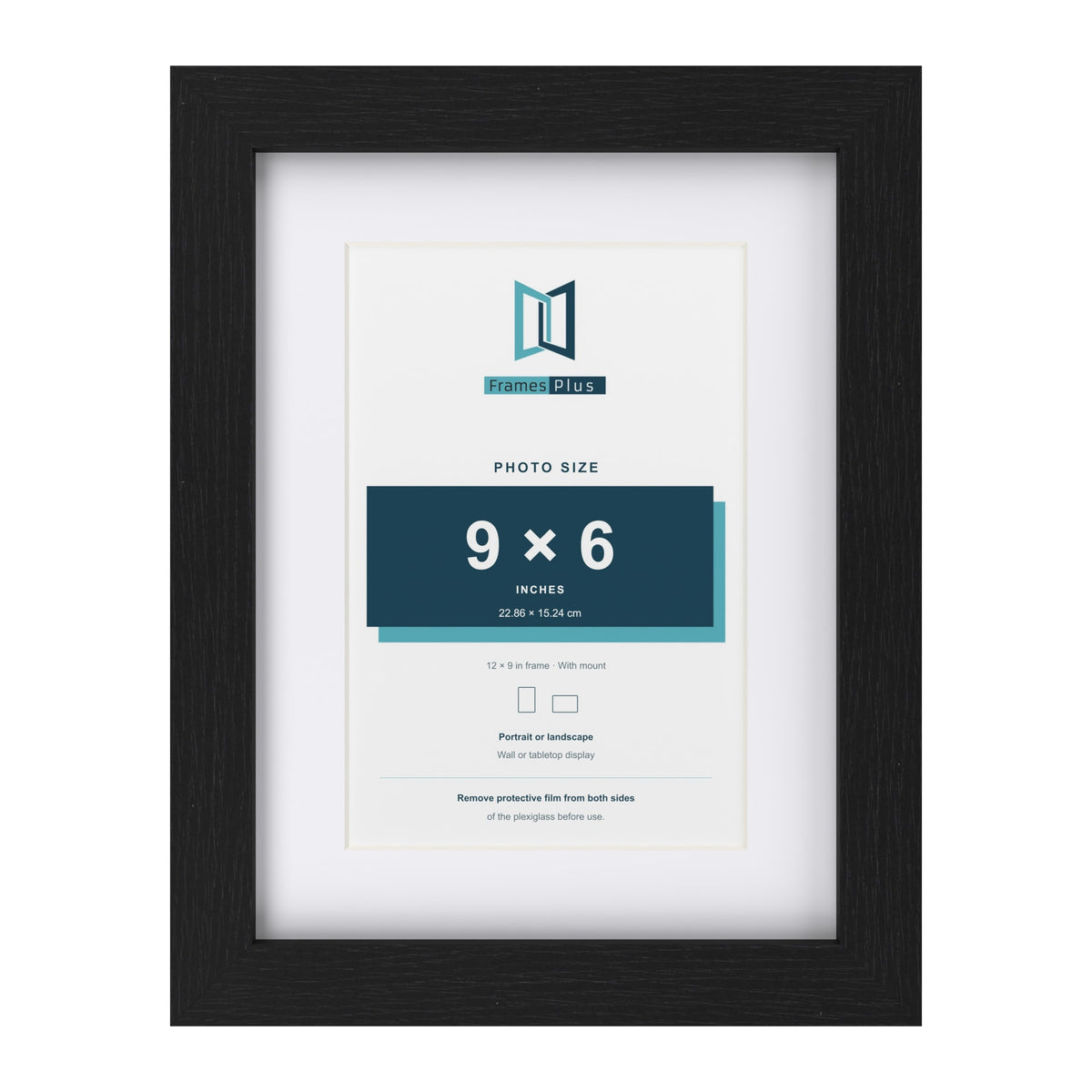 Classic Black 12 x 9 inch picture frame with a white mount for a 9 x 6 inch photo