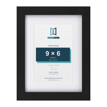 Classic Black 12 x 9 inch picture frame with a white mount for a 9 x 6 inch photo