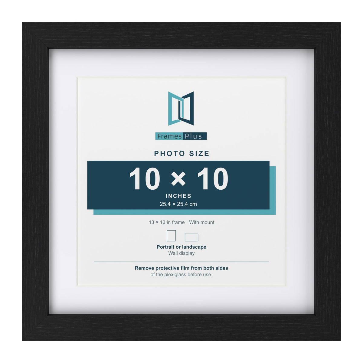 Classic Black 13 x 13 inch picture frame with a white mount for a 10 x 10 inch photo