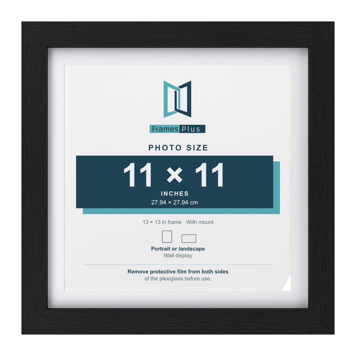 Classic Black 13 x 13 inch picture frame with a white mount for an 11 x 11 inch photo