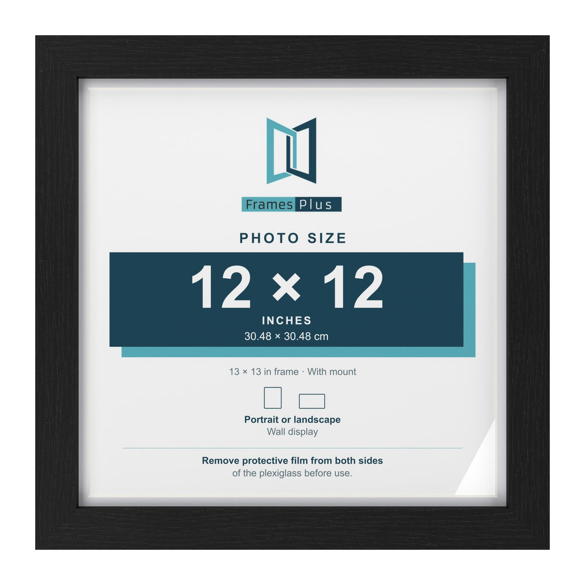 Classic Black 13 x 13 inch picture frame with a white mount for a 12 x 12 inch photo