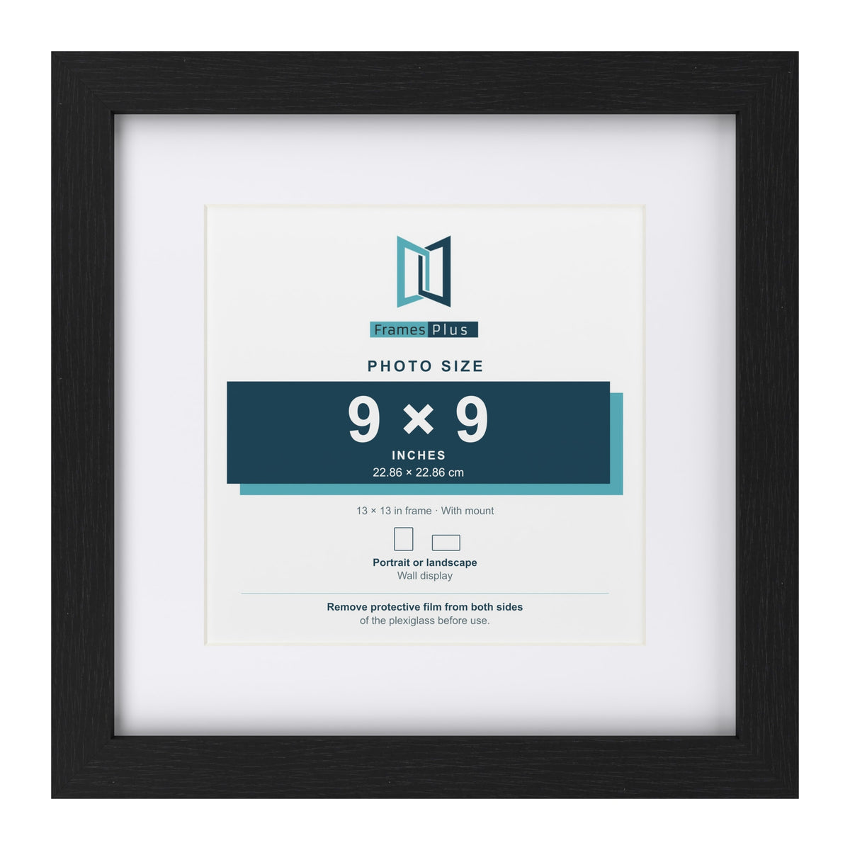 Classic Black 13 x 13 inch picture frame with a white mount for a 9 x 9 inch photo