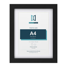 Classic Black 14 x 11 inch picture frame with a white mount for an A4 photo