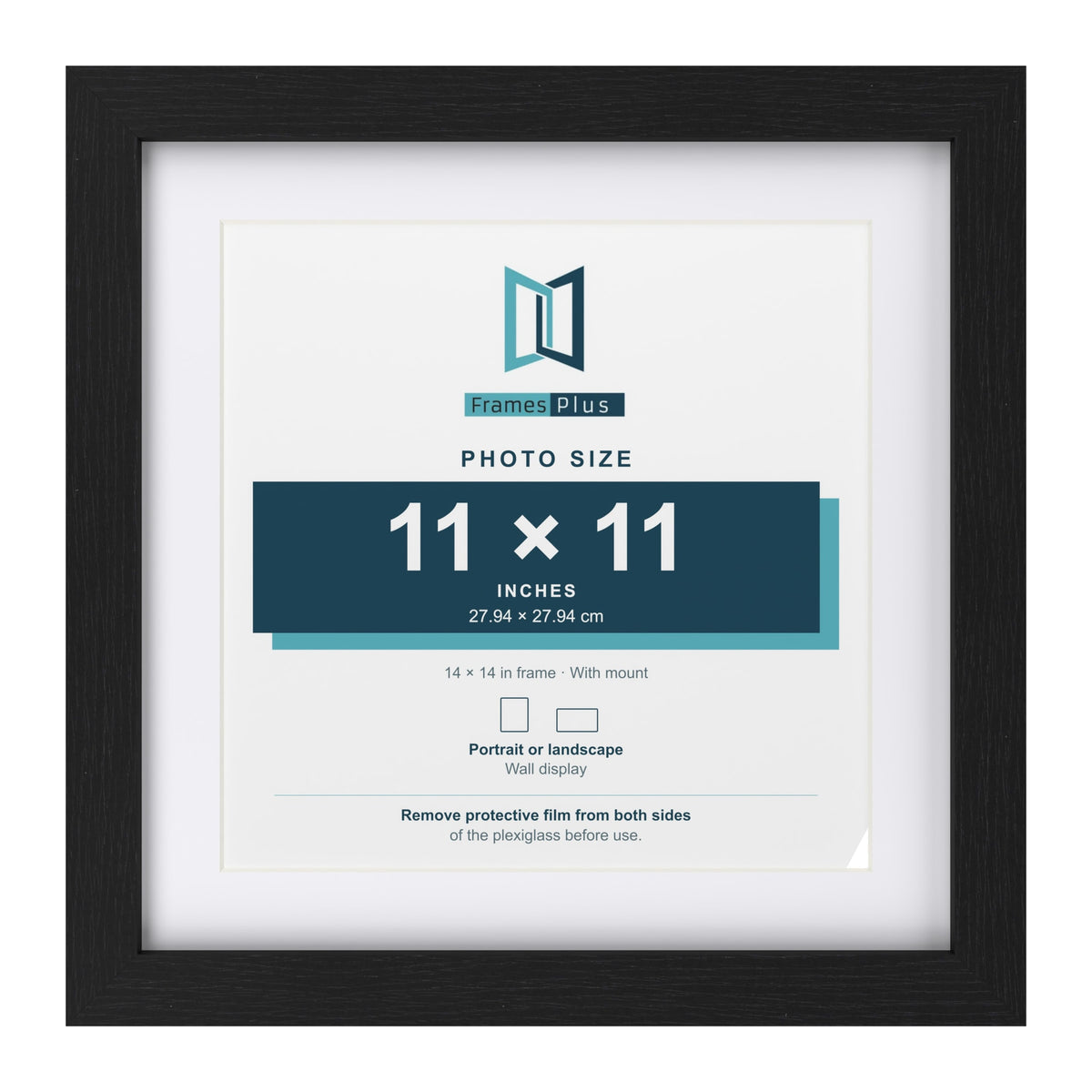 Classic Black 14 x 14 inch picture frame with a white mount for an 11 x 11 inch photo