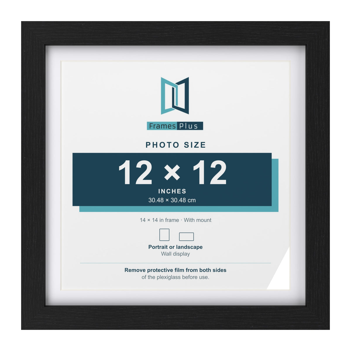Classic Black 14 x 14 inch picture frame with a white mount for a 12 x 12 inch photo