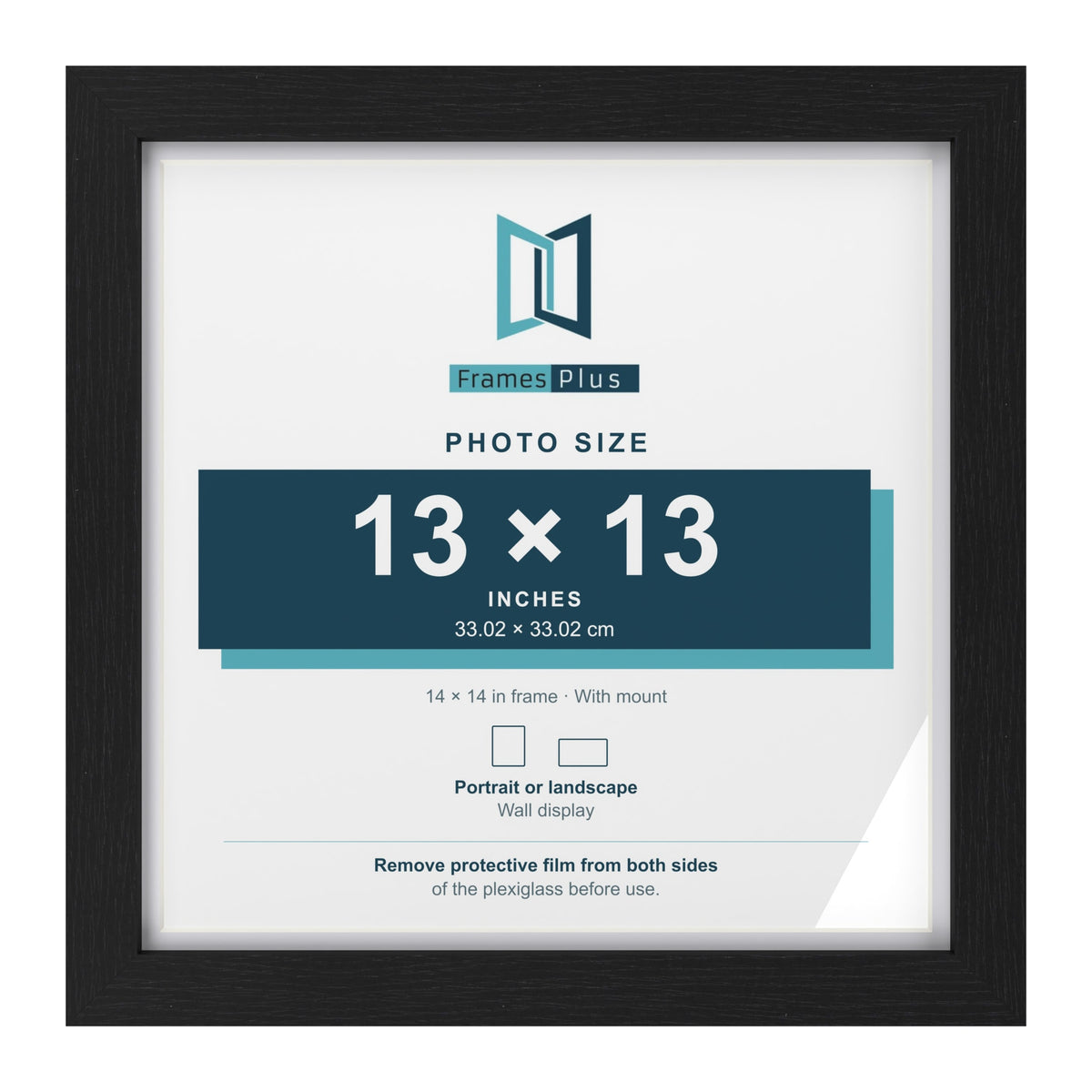 Classic Black 14 x 14 inch picture frame with a white mount for a 13 x 13 inch photo