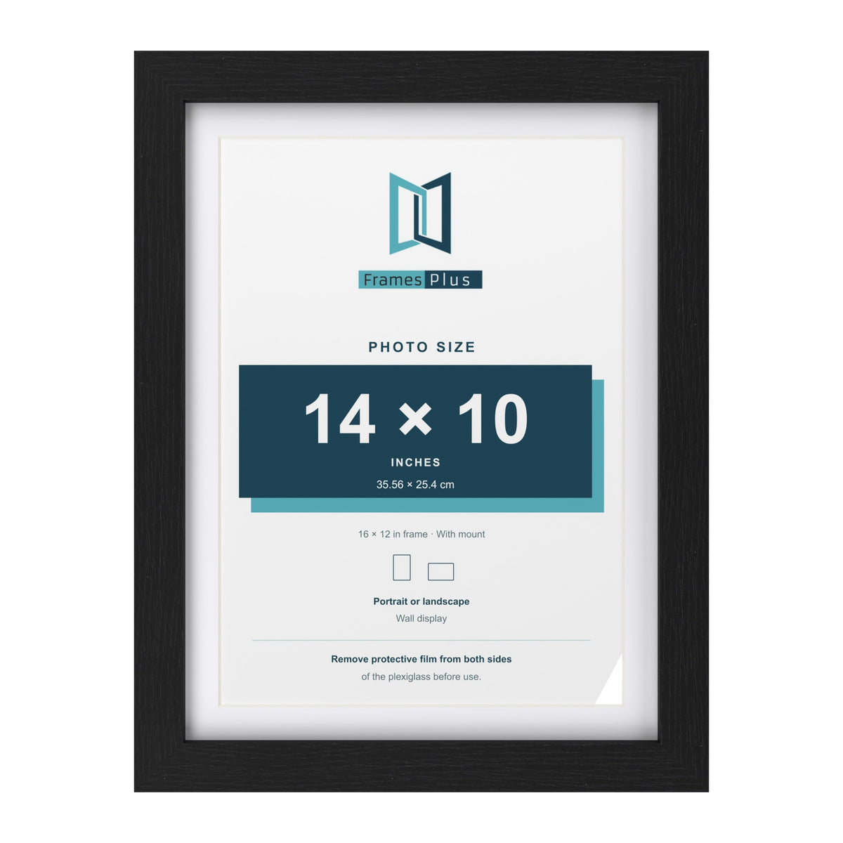 Classic Black 16 x 12 inch picture frame with a white mount for a 14 x 10 inch photo