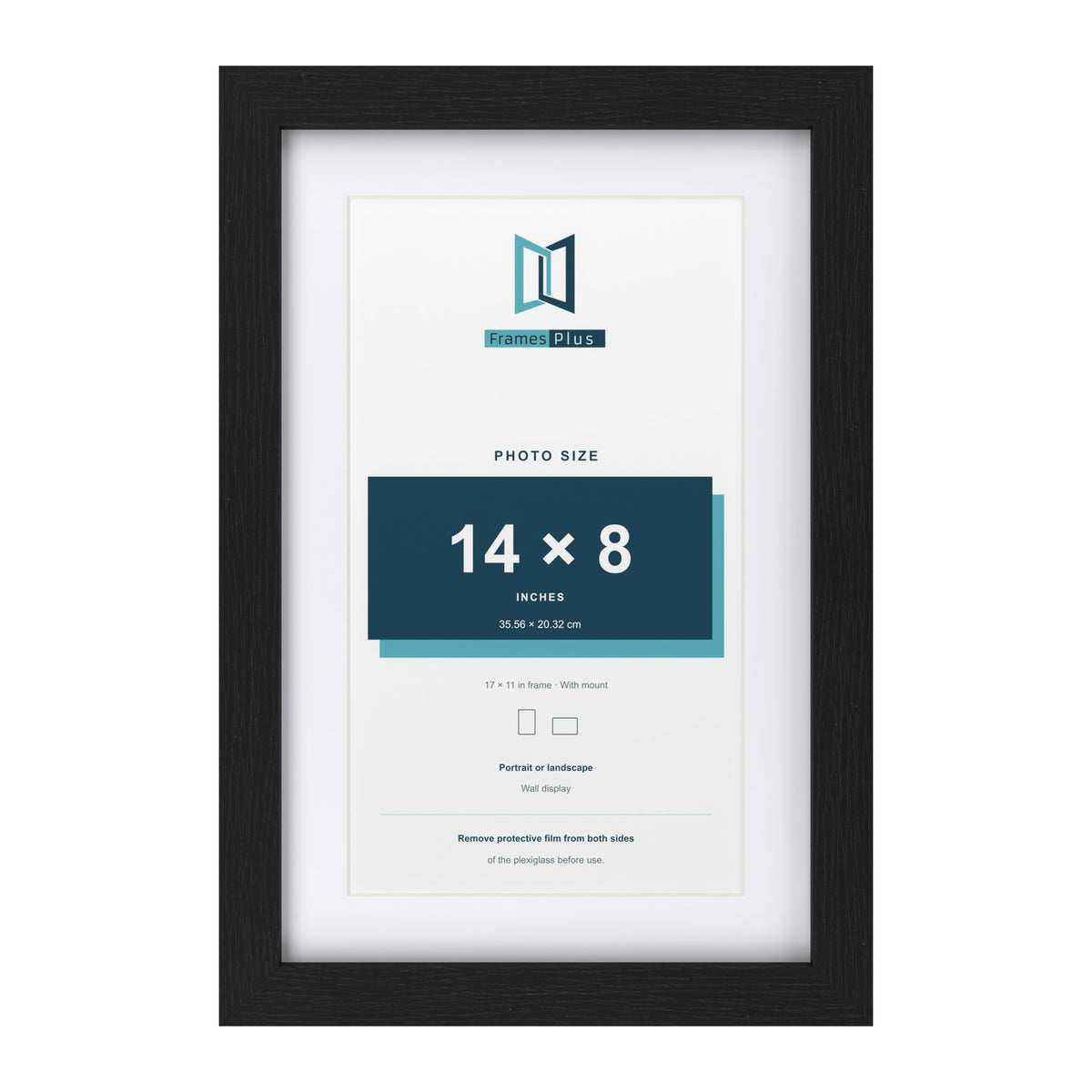 Classic Black 17 x 11 inch picture frame with a white mount for a 14 x 8 inch photo