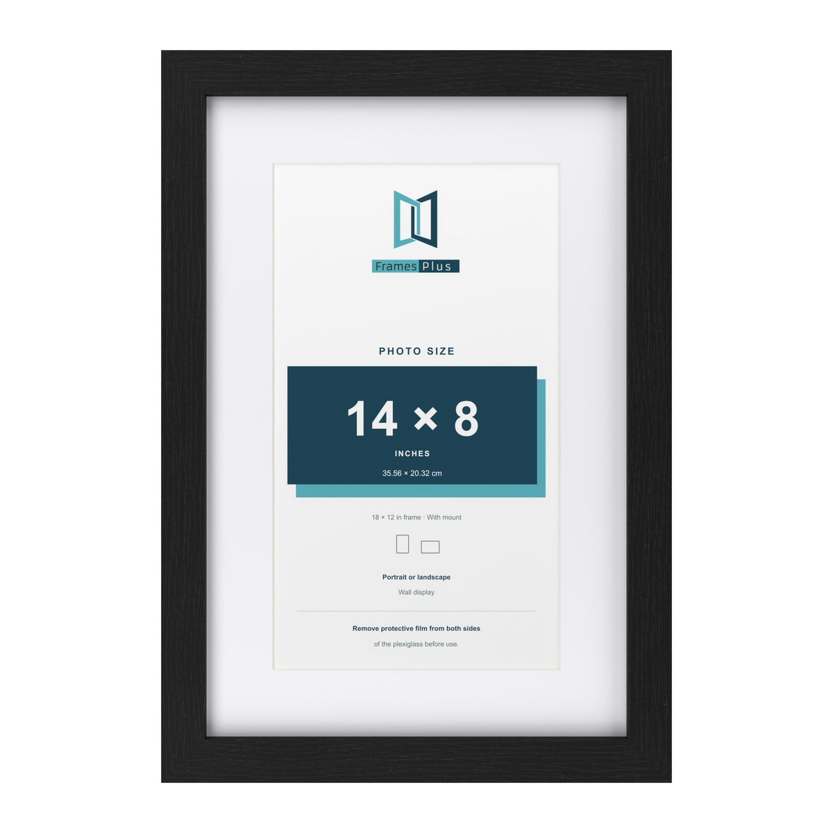 Classic Black 18 x 12 inch picture frame with a white mount for a 14 x 8 inch photo