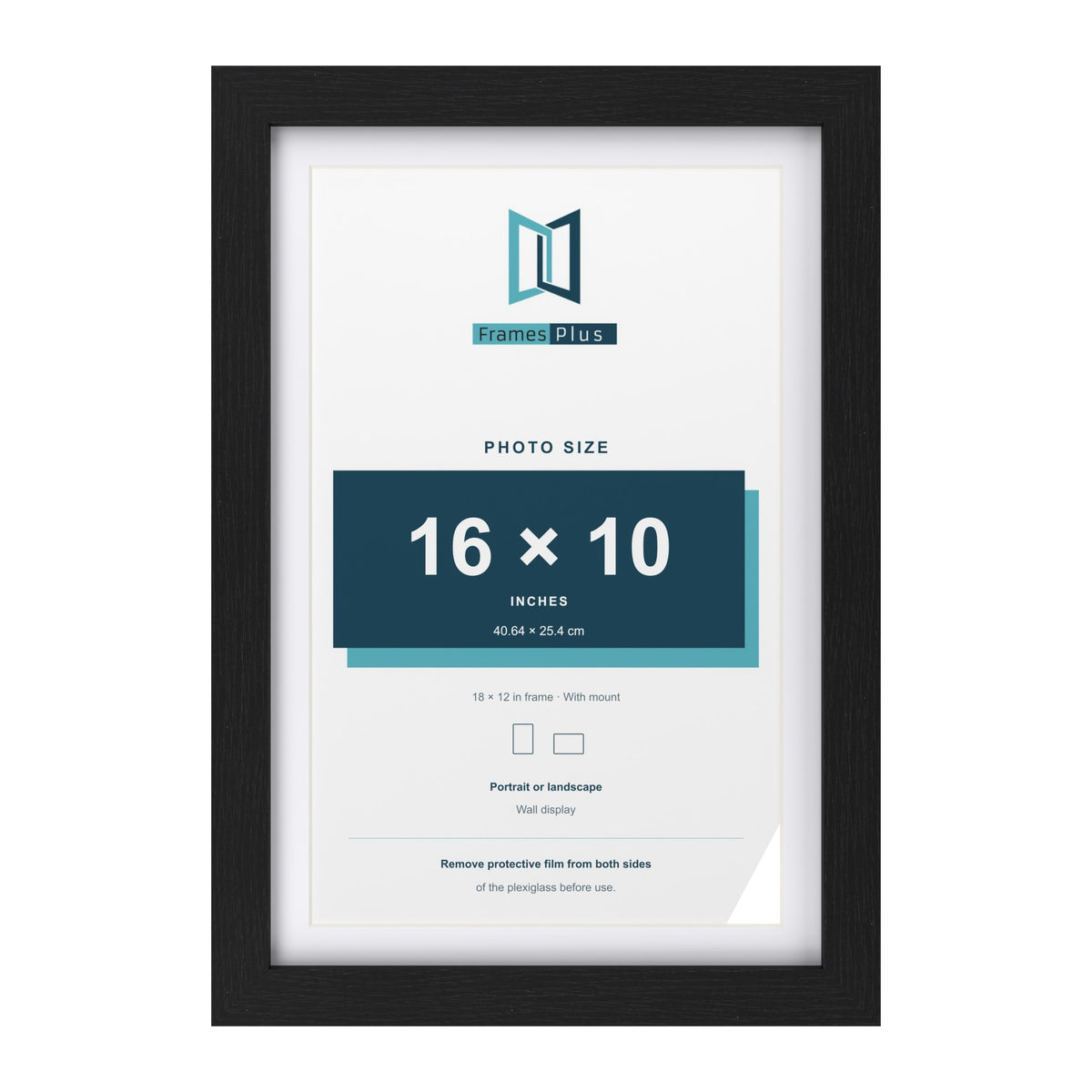 Classic Black 18 x 12 inch picture frame with a white mount for a 16 x 10 inch photo
