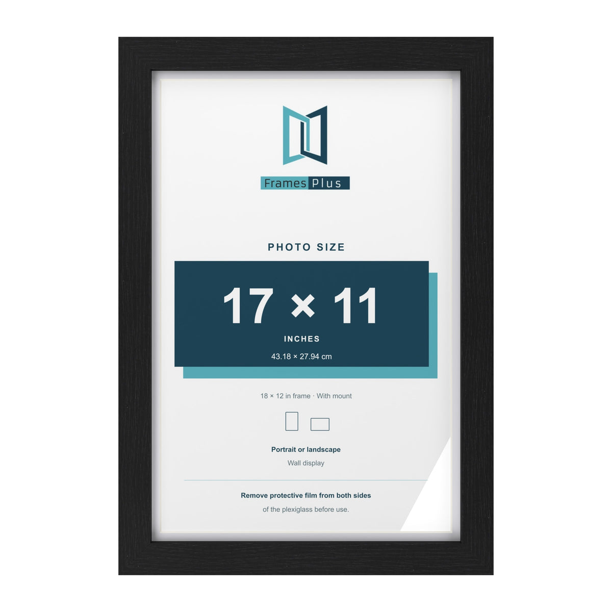Classic Black 18 x 12 inch picture frame with a white mount for a 17 x 11 inch photo