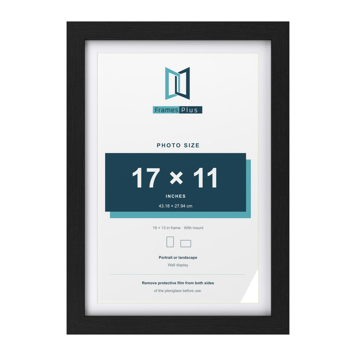 Classic Black 19 x 13 inch picture frame with a white mount for a 17 x 11 inch photo