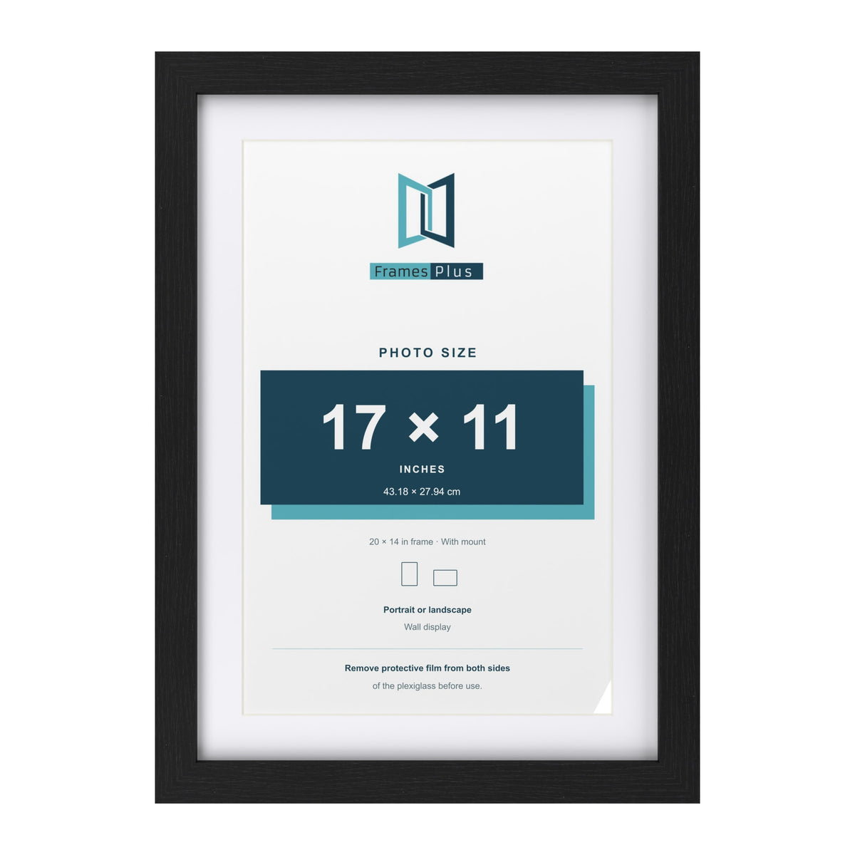 Classic Black 20 x 14 inch picture frame with a white mount for a 17 x 11 inch photo