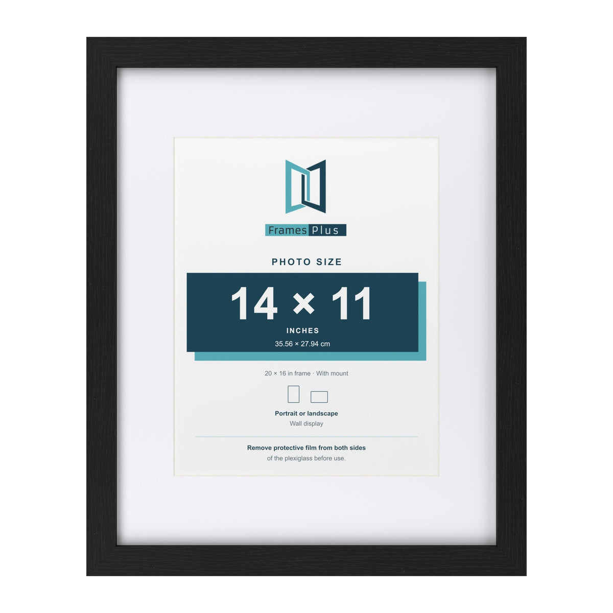 Classic Black 20 x 16 inch picture frame with a white mount for a 14 x 11 inch photo