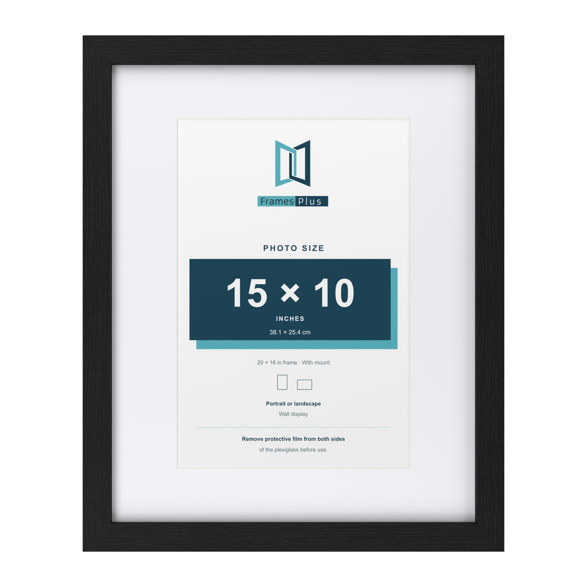 Classic Black 20 x 16 inch picture frame with a white mount for a 15 x 10 inch photo