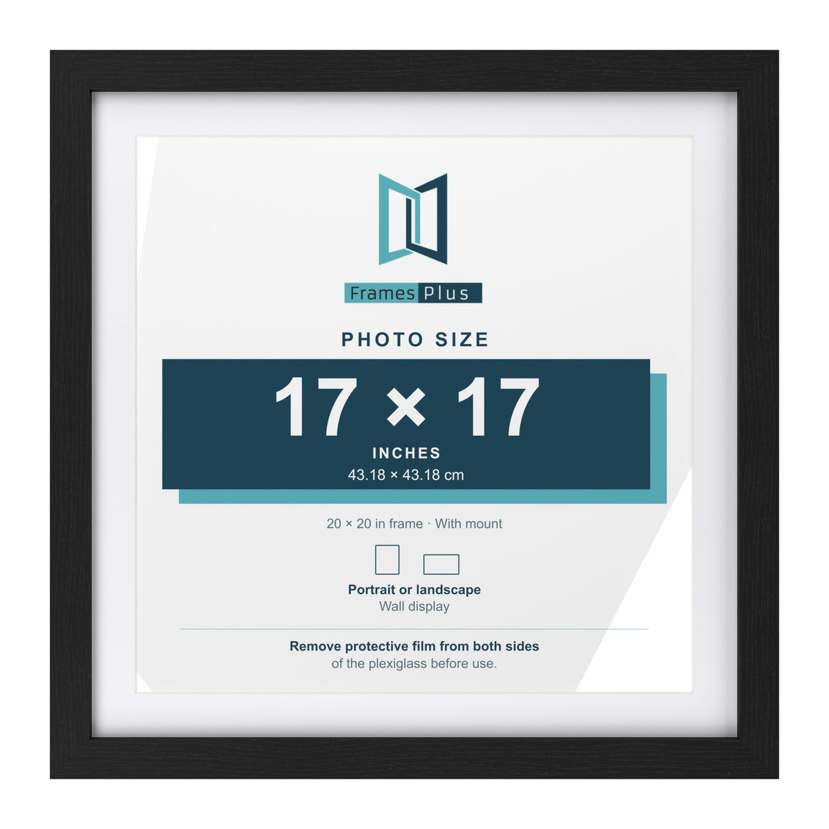 Classic Black 20 x 20 inch picture frame with a white mount for a 17 x 17 inch photo