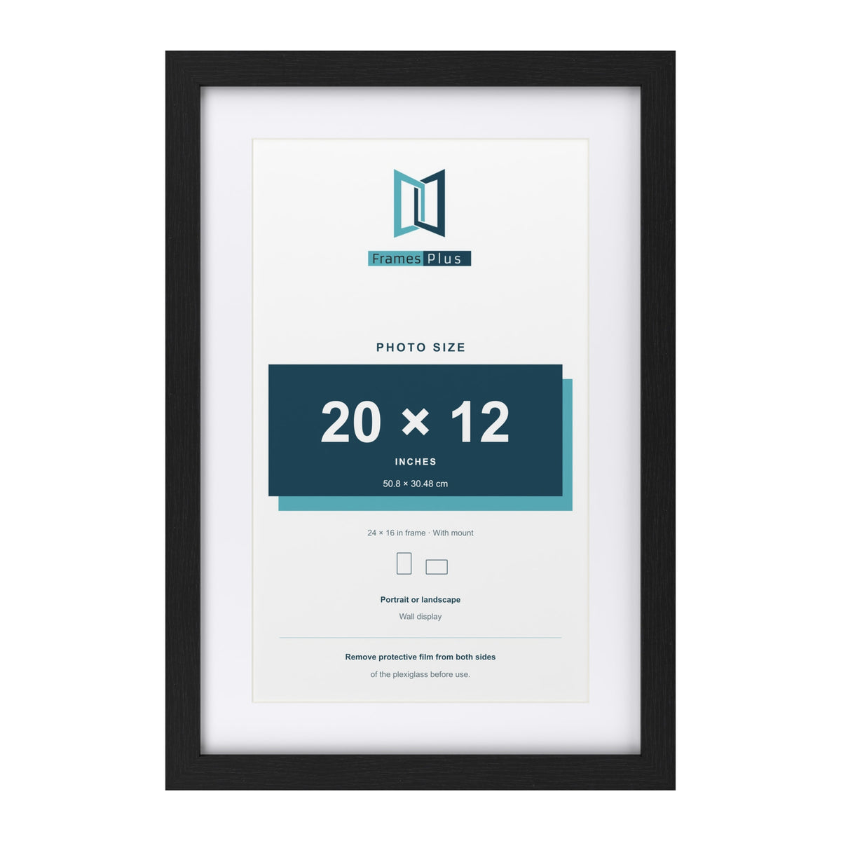 Classic Black 24 x 16 inch picture frame with a white mount for a 20 x 12 inch photo