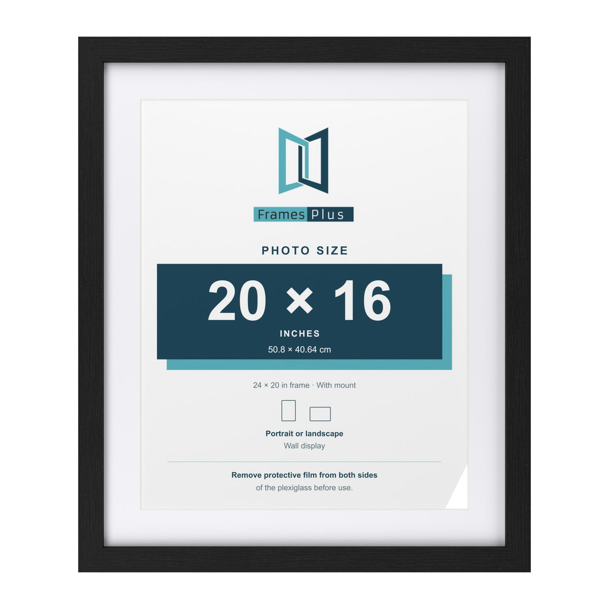 Classic Black 24 x 20 inch picture frame with a white mount for a 20 x 16 inch photo