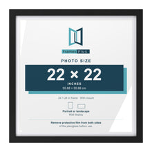 Classic Black 24 x 24 inch picture frame with a white mount for a 22 x 22 inch photo