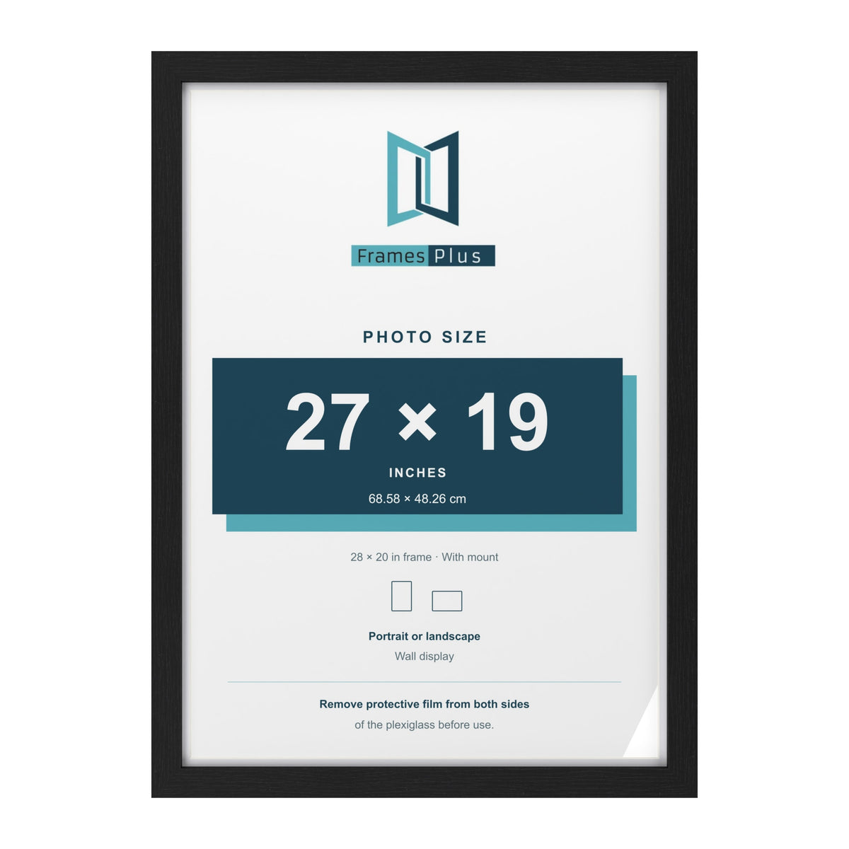 Classic Black 28 x 20 inch picture frame with a white mount for a 27 x 19 inch photo