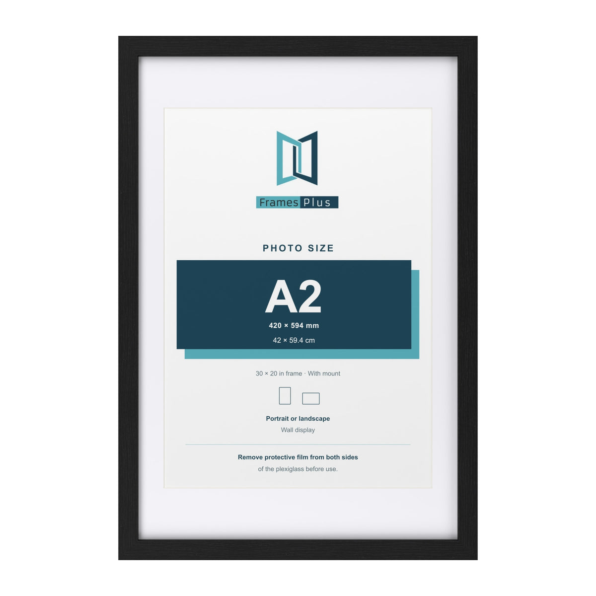 Classic Black 30 x 20 inch picture frame with a white mount for an A2 photo