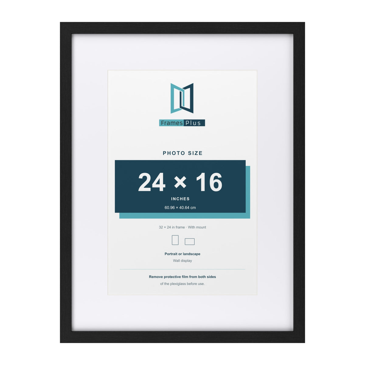 Classic Black 32 x 24 inch picture frame with a white mount for a 24 x 16 inch photo