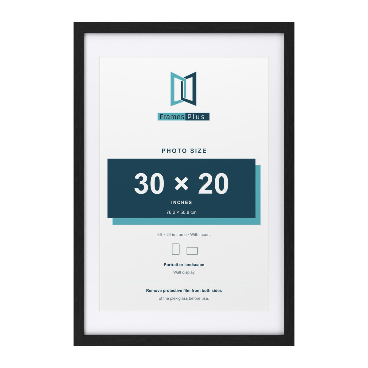 Classic Black 36 x 24 inch picture frame with a white mount for a 30 x 20 inch photo