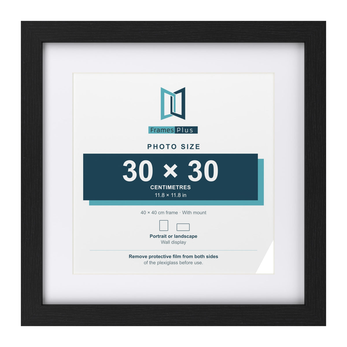 Classic Black 40 x 40 cm picture frame with a white mount for a 30 x 30 cm photo
