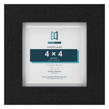 Classic Black 5 x 5 inch picture frame with a white mount for a 4 x 4 inch photo