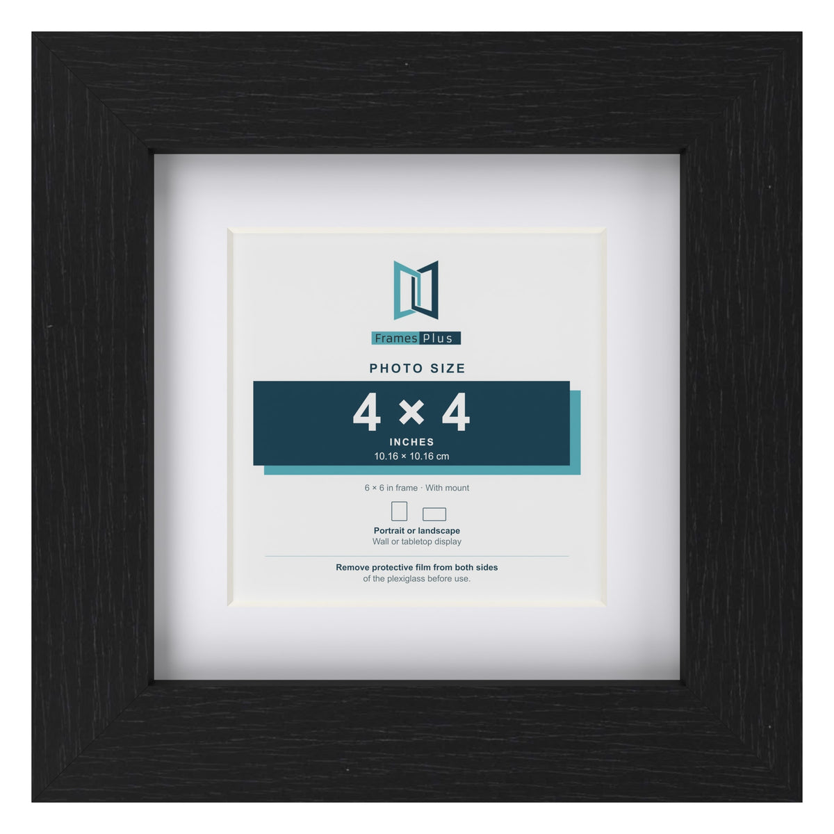 Classic Black 6 x 6 inch picture frame with a white mount for a 4 x 4 inch photo