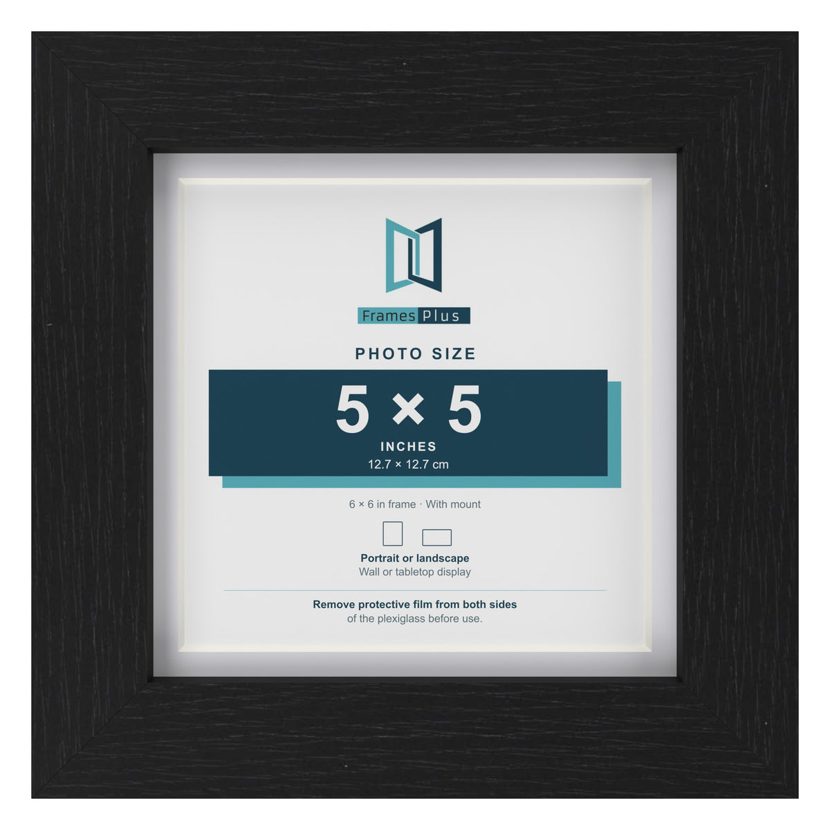 Classic Black 6 x 6 inch picture frame with a white mount for a 5 x 5 inch photo