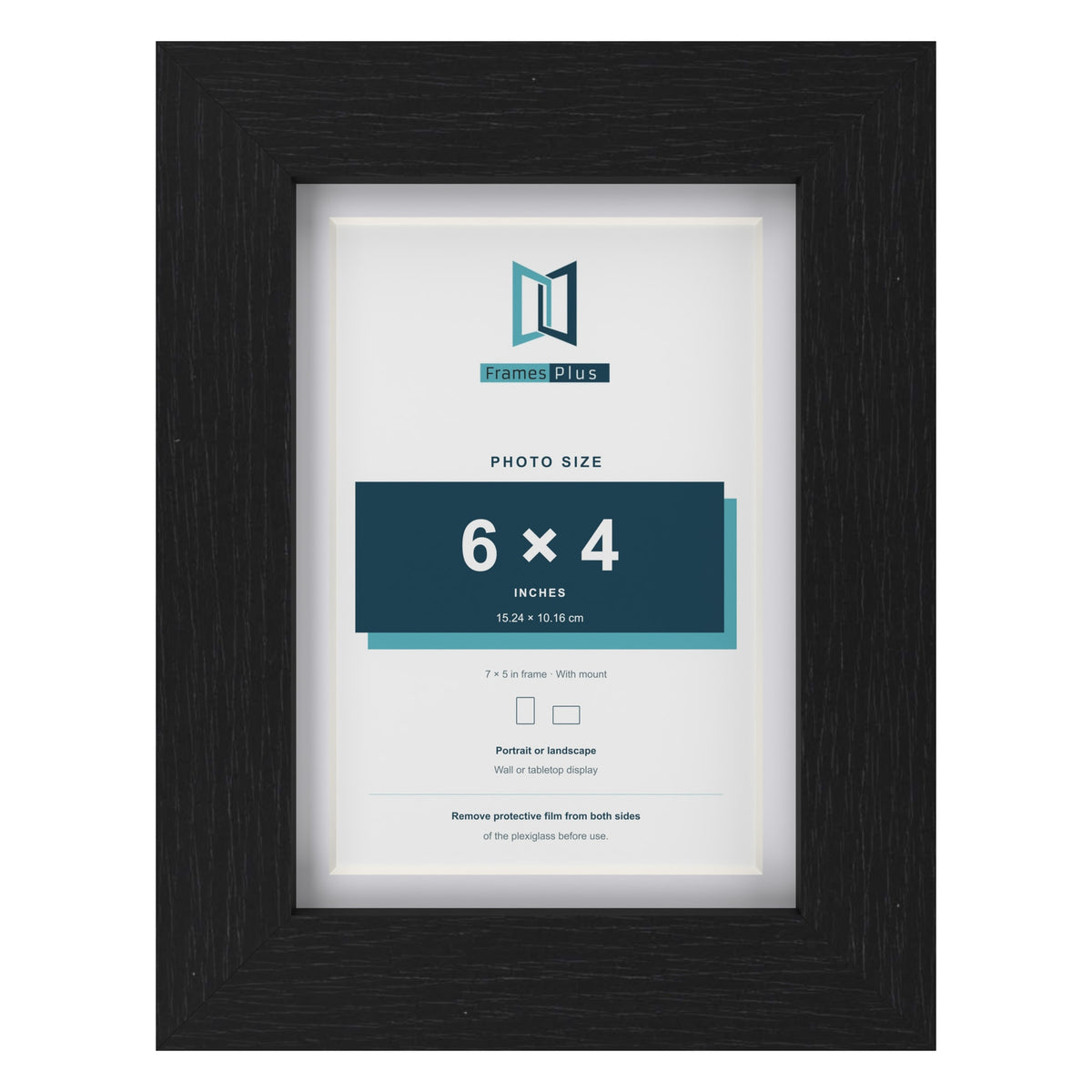Classic Black 7 x 5 inch picture frame with a white mount for a 6 x 4 inch photo