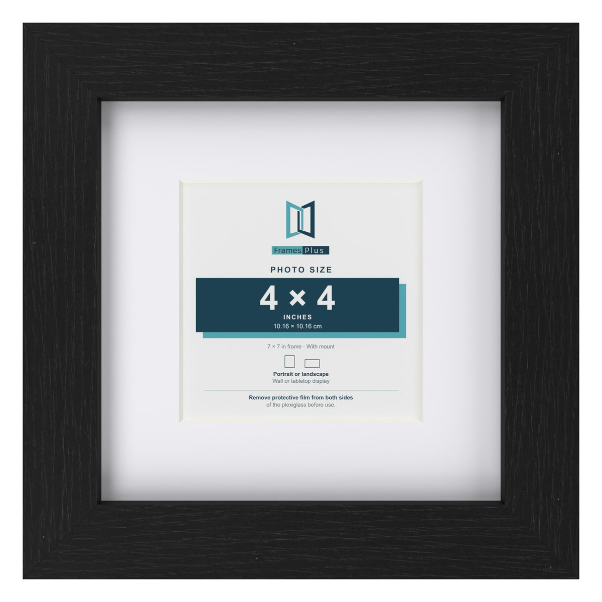 Classic Black 7 x 7 inch picture frame with a white mount for a 4 x 4 inch photo
