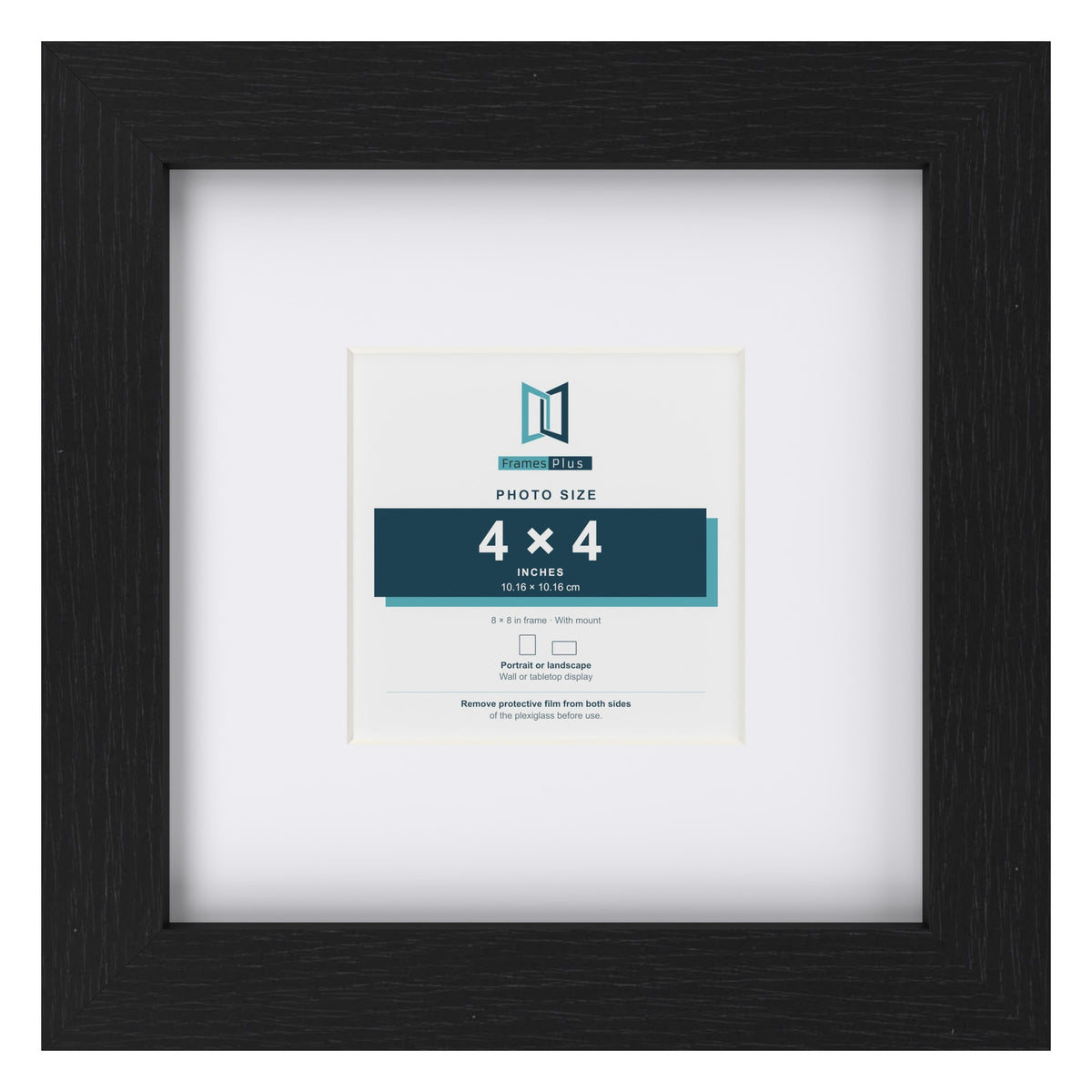 Classic Black 8 x 8 inch picture frame with a white mount for a 4 x 4 inch photo