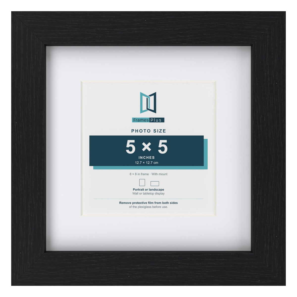 Classic Black 8 x 8 inch picture frame with a white mount for a 5 x 5 inch photo
