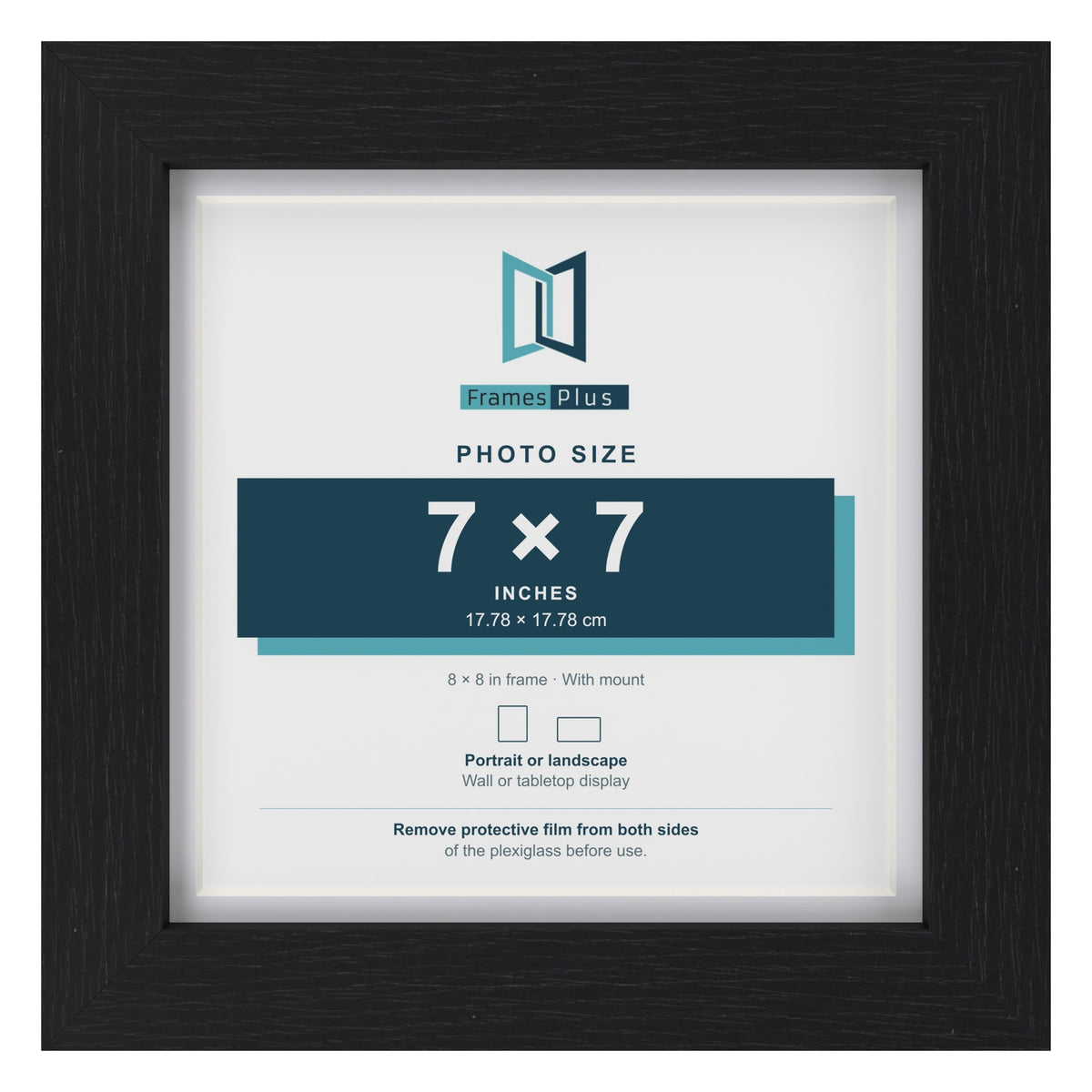 Classic Black 8 x 8 inch picture frame with a white mount for a 7 x 7 inch photo