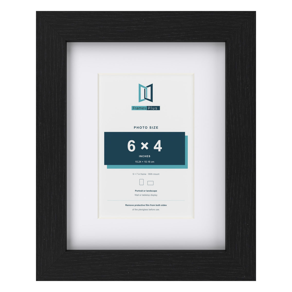 Classic Black 9 x 7 inch picture frame with a white mount for a 6 x 4 inch photo