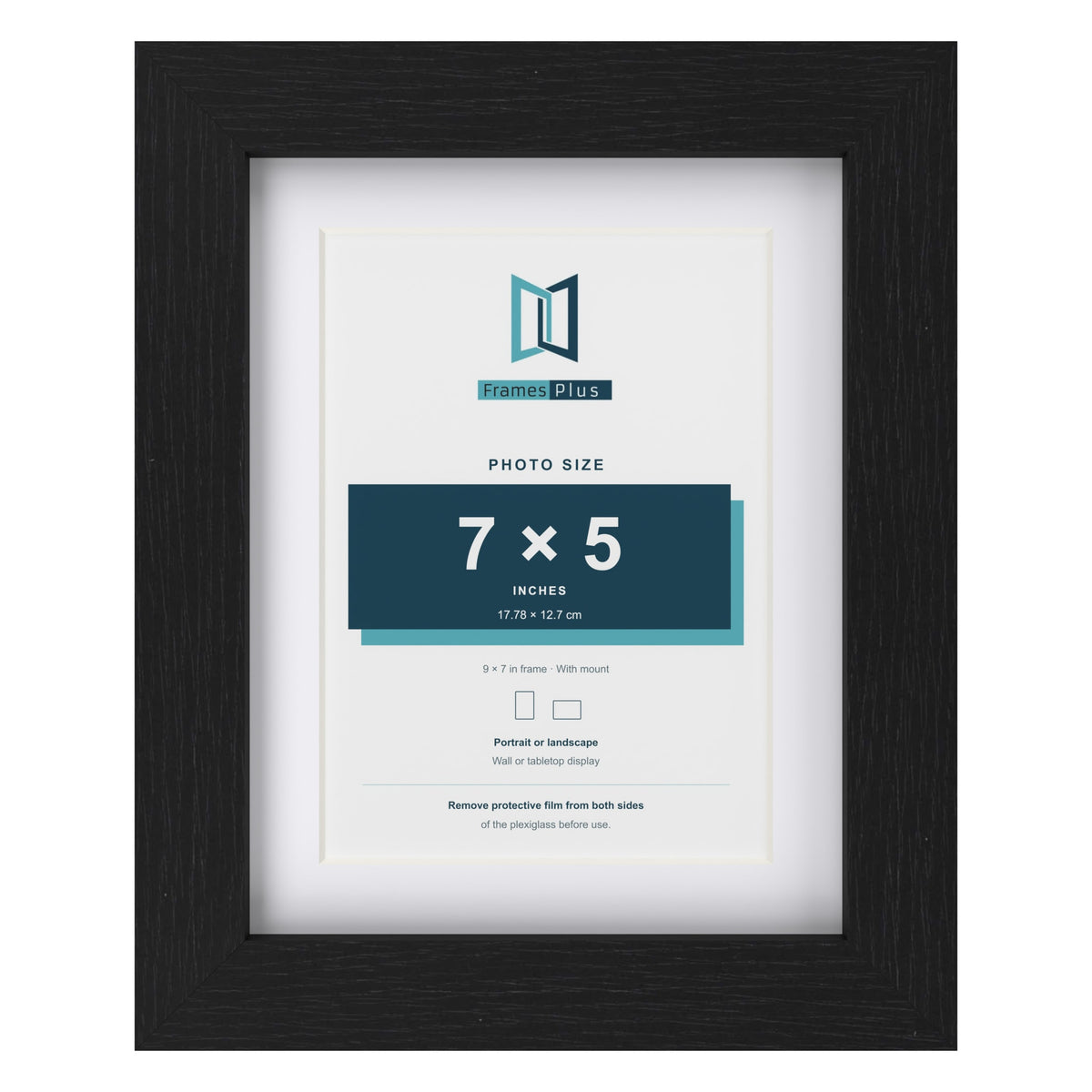 Classic Black 9 x 7 inch picture frame with a white mount for a 7 x 5 inch photo